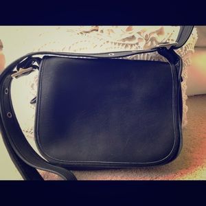 COACH Classic Black Leather Saddle Bag